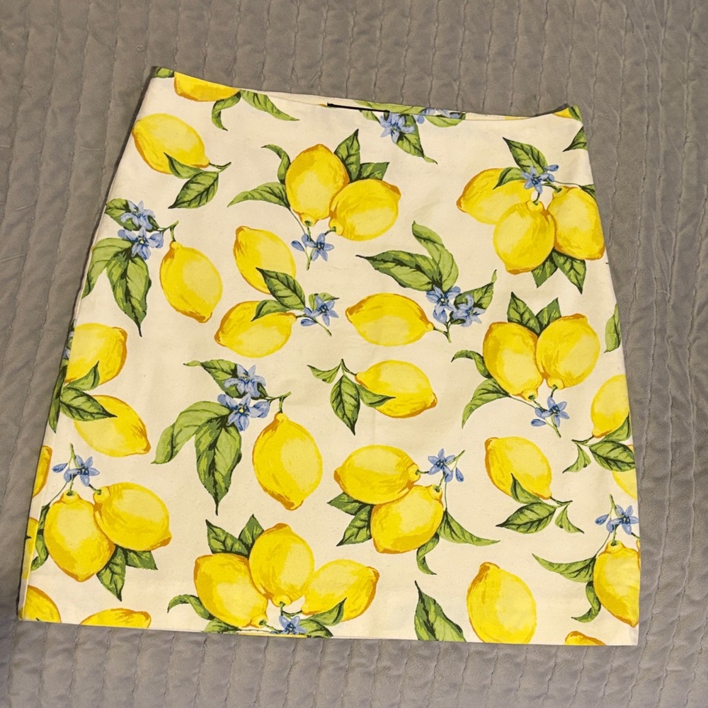 Talbots Yellow Lemon Print Mini Skirt